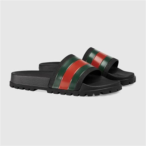 gucci slides black green and red|gucci web slide black rubber.